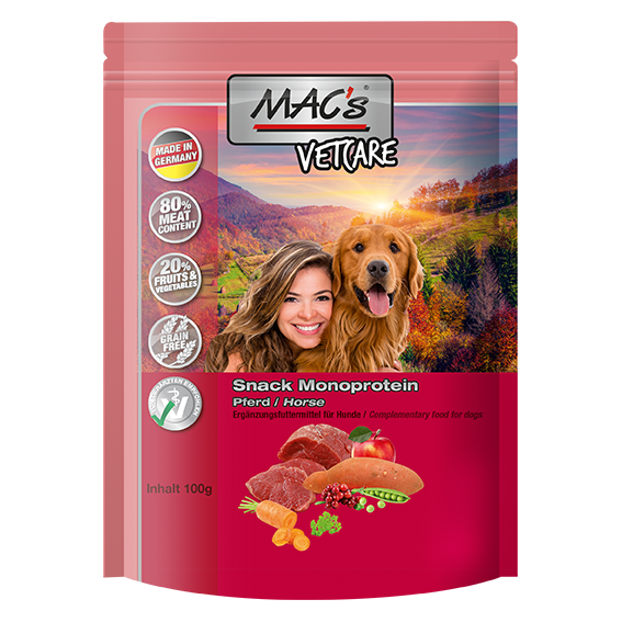 Mac’s Vetcare Snack Mono hevonen 100g - koiran herkku